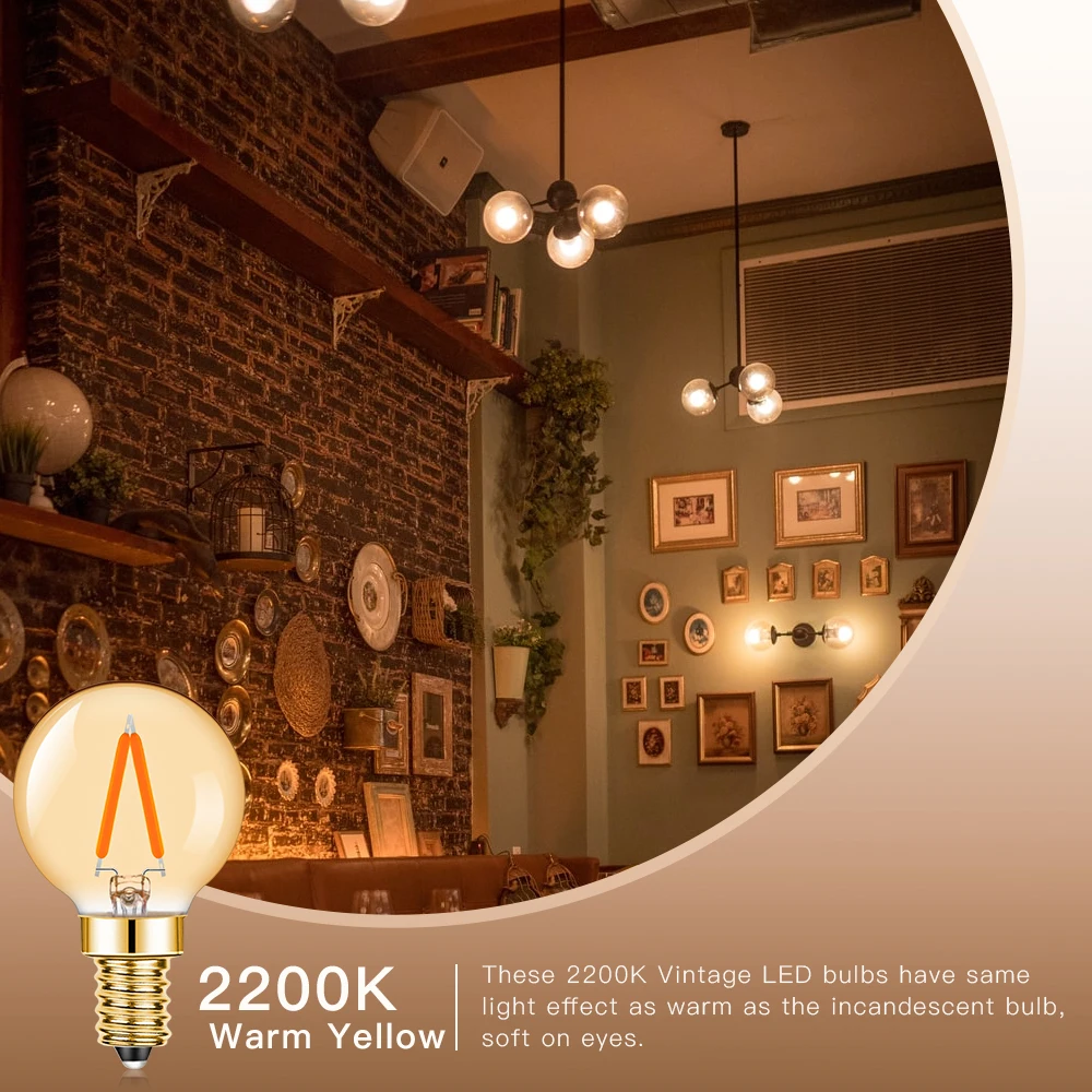 G40 Light bulb Led Filament Lamp E14 E12 110V 220V 1W Globe Ampoules Retro Pendant Chandelier String Light for Home Decoration