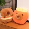 20~36CM Capybara Pillow Cute Simulation Bread Hamburger Kapibala Plush Doll Cartoon Animals French Fries Stuffed Plush Toy 1