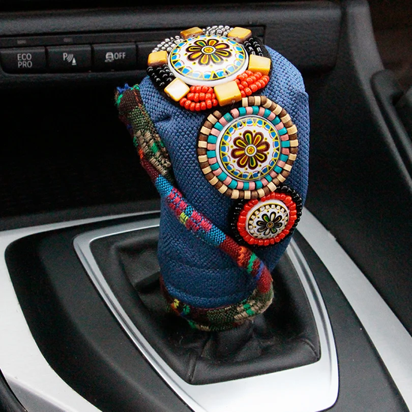 Luxury-Beaded-Car-Interior-Accessories-Steering-Wheel-Cover-Handrake-Gear-Shift-Covers-Set-Flax-Blue-6