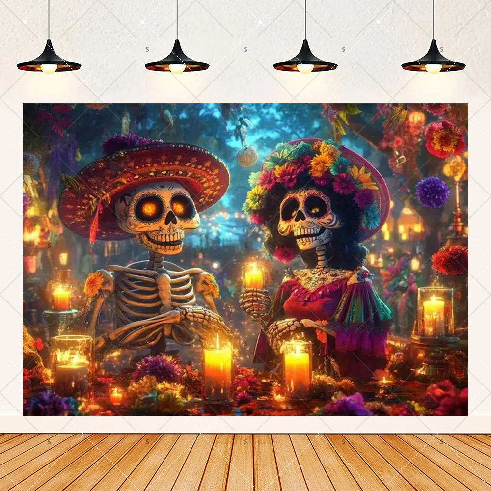 Fondo de fiesta del Día de los muertos mexicano, caléndula, colorido,  calavera de azúcar, Altar, fotografía, suministros de fondo, accesorios para  sesión de fotos - AliExpress, image size:1000x1000