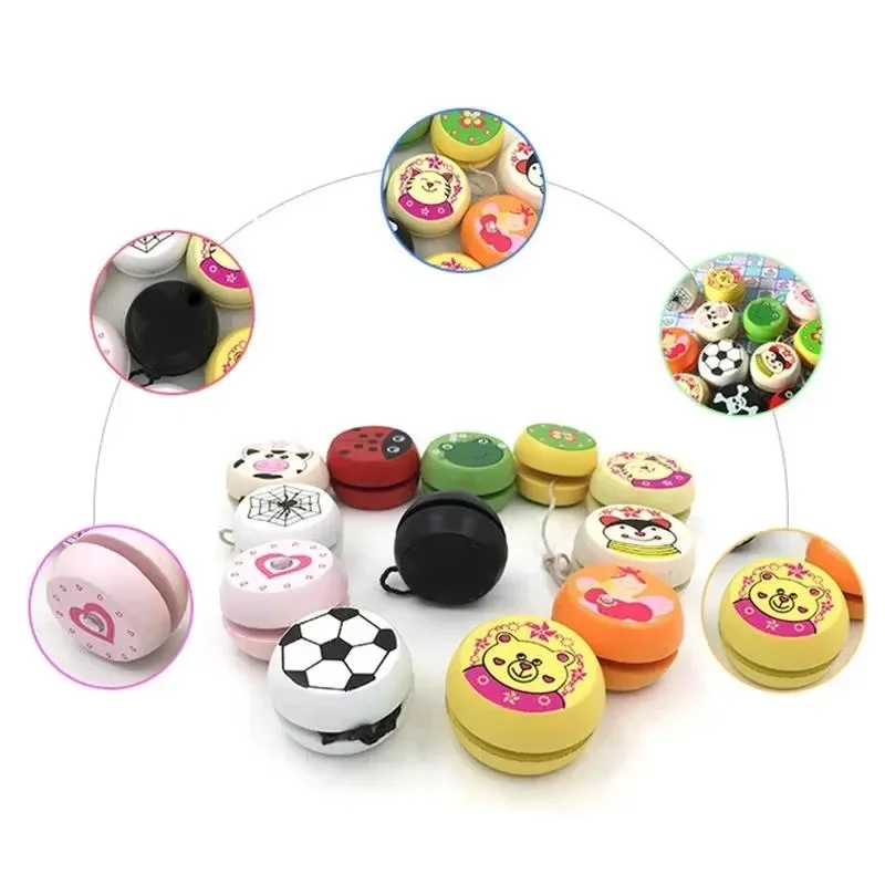 Children Yoyo Ball Cartoon Animal Prints Wooden Yoyo Toys Ladybug Toys Kids Yo-Yo Creative Yo Yo For Children Funny Gift