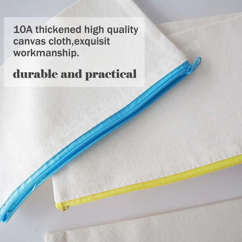 10 Pcs Blank DIY Craft Bag Canvas Pen Case Blank Makeup Bags - Canvas  Pencil Bag Cotton Canvas Cosmetic Bag Travel Bag