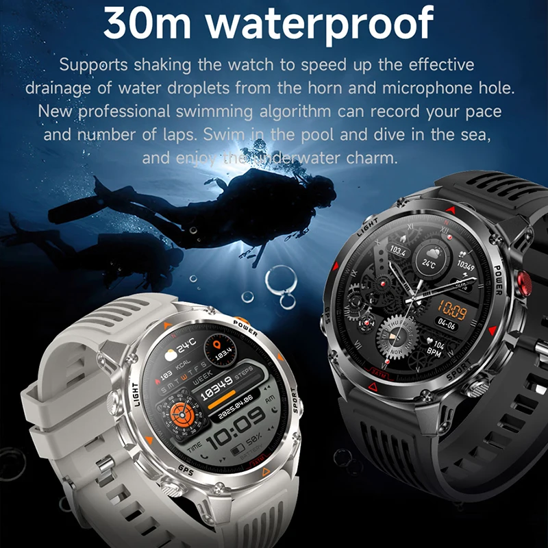 T-Rex 3 Built-in Dual-band GPS Smart Watch Men Smartwatch Compass Altimeter Barometric 5ATM IP69K Waterproof AMOLED HD Watches