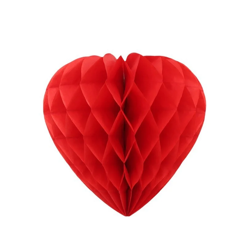 Valentine's Day Heart Paper Pom-Poms -Honeycomb Party Decorations for Wedding,, Proposal - Handmade Craft for DIY, Wedding Decor