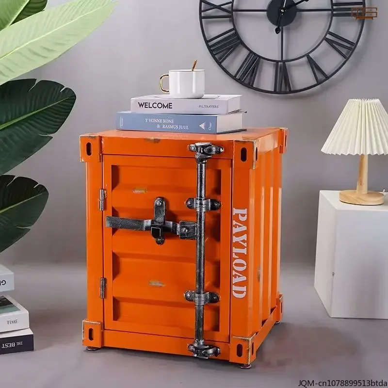 Creative Retro Industrial Style Metal Storage Cabinet Bedroom Bedside Table Cafe Window Display Storage Box Home Furniture