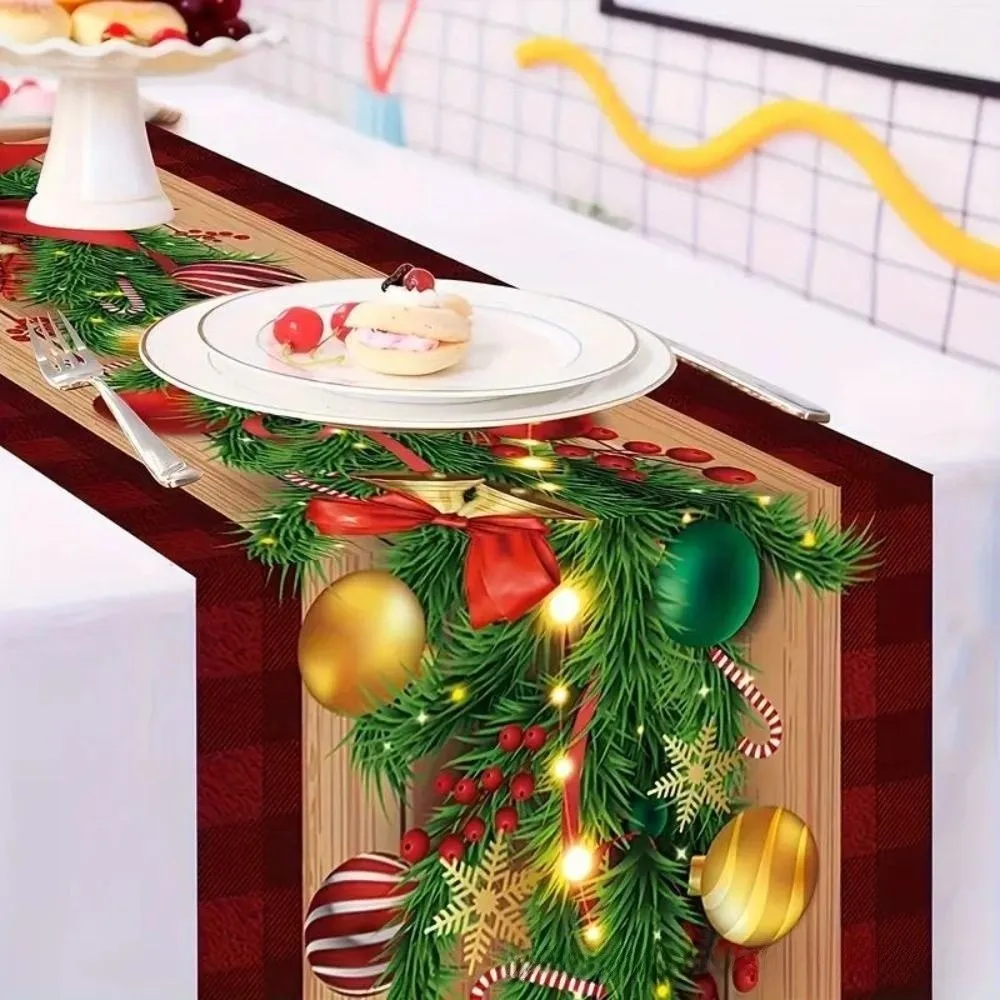 Polyester Christmas Table Runner for Xmas Party Decorations