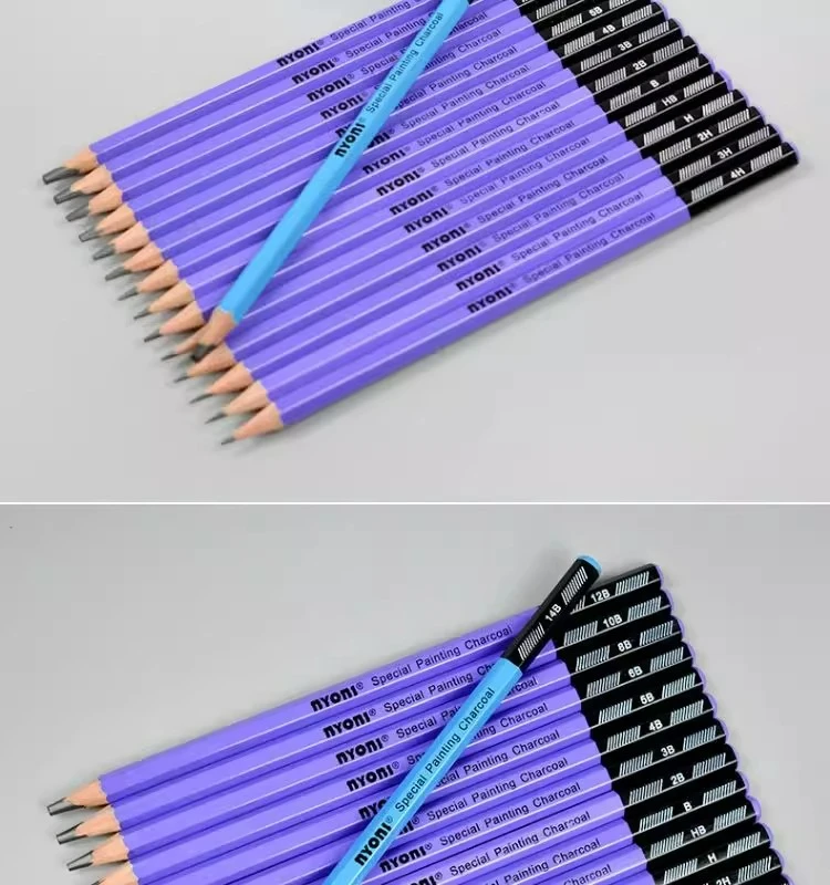 NYONI Skizzen-Kohlestift-Set, Skizzieren, Zeichnen, sechseckiges Holzfass, mehrere Modelle, H 2H, 4H, 4B, 5B, 6B, 8B, 10B, 12B – Detail 20