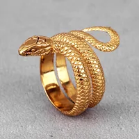Golden Snake Animal Stainless Steel Mens Rings Punk Hip Hop Unique Trendy For Male Boyfriend Jewelry Creativity Gift Wholesale 1