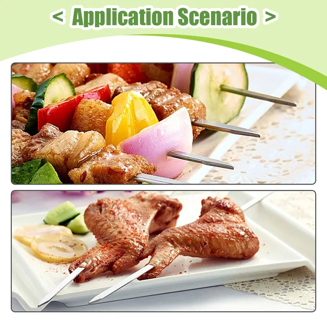 5/10/20Db Rozsdamentes Acél Barbecue Nyárs Újrafelhasználható Bbq Kebab Vasbot Kültéri Kemping Piknik Szerszámok Főzési Szerszámokhoz - Image 4