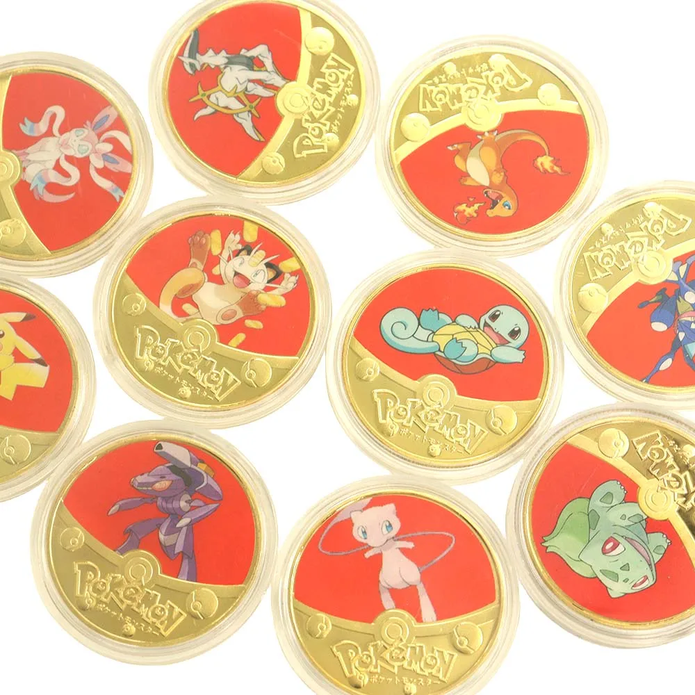 

Pokemon Anime Gold Plated Metal Coin Game Commemorative Coin Pikachu Mewtwo Charizard Coin Game Collection Childrens Gift