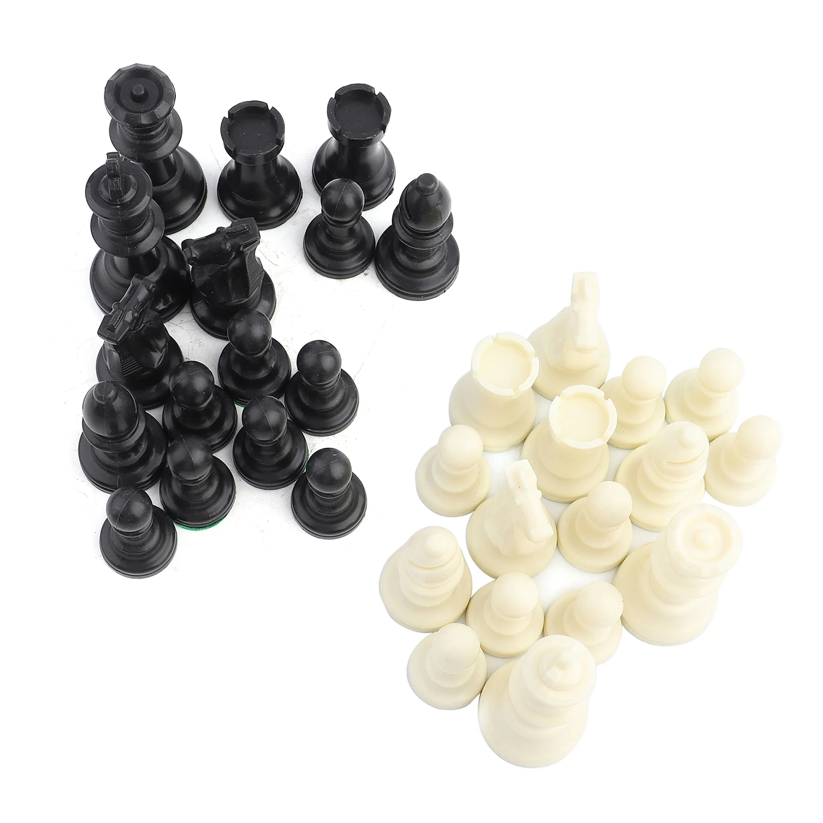 Chess Pieces 32 Pcs International Chess Chessmen Set 64/77MM White and Black World Chess Game Complete Plastic Chessmen Kits