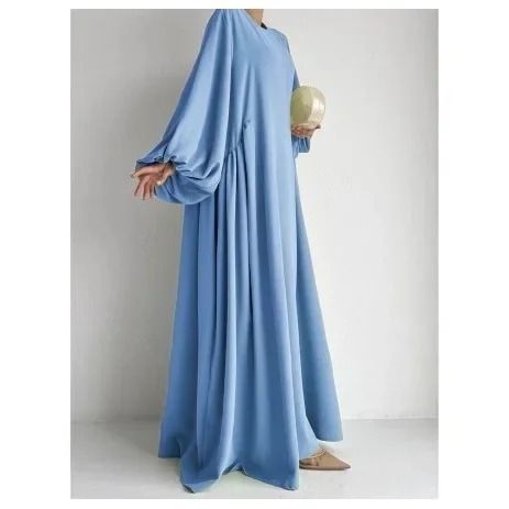 Muslim Women's Simple Clothing Long Robe Abaya Dress Elegant Modesty Middle East Fashion Women's Traditional Clothing - Image 2