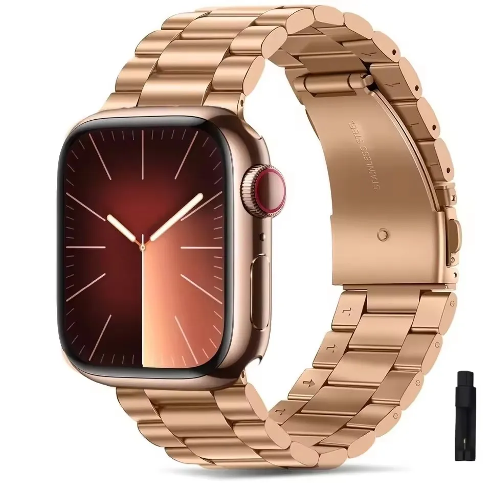 ตัวเลือกสินค้า สายโลหะสีเงินสุดหรูสำหรับ Apple Watch หลายขนาด