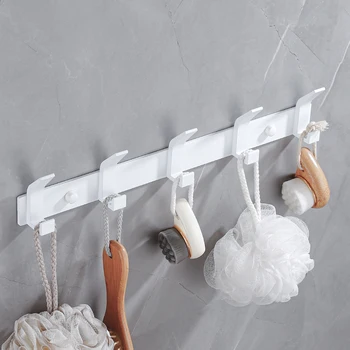 สีขาว Coat Rack Wall แขวนเสื้อผ้าห้องน้ําแขวนผ้าเช็ดตัวสีดําบ้านประตู Hooks ห้องครัว Hooks Organizer 2