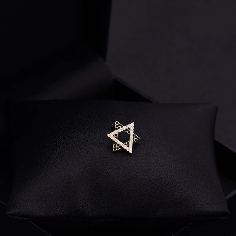 Mini Brooch Texture Six-Pointed Star Luxury Suit Accessories Shirt Neckline Decorative Clothes Fixing Buckle Couple Jewelry 6059