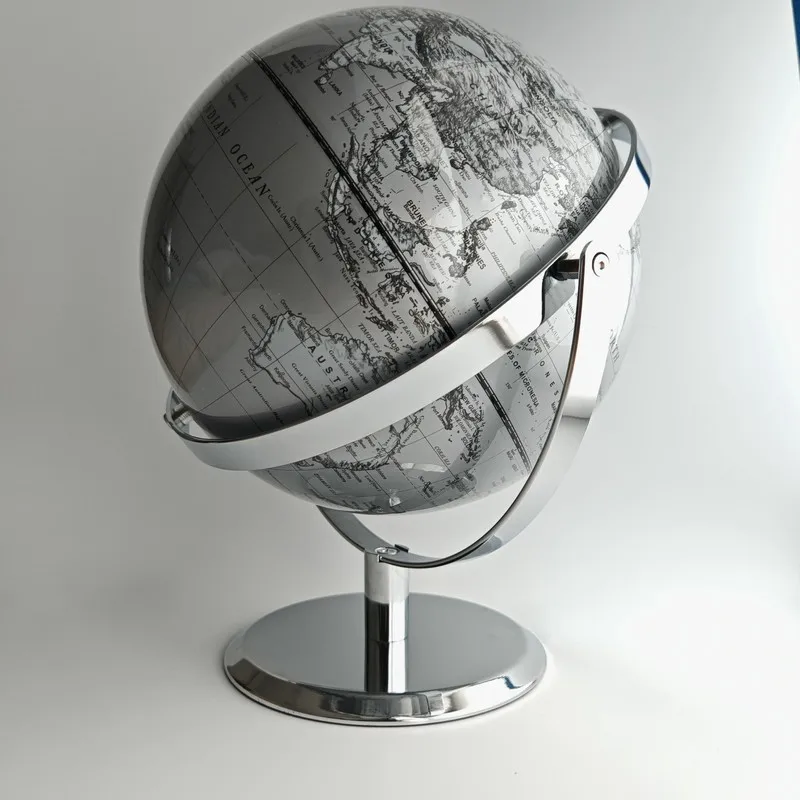 20cm 공작 녹색 영어 유니버설 지구본 25cm 실버 메탈 지지대 영어 세계 지구본 레트로 패션 회전 지구 지도
