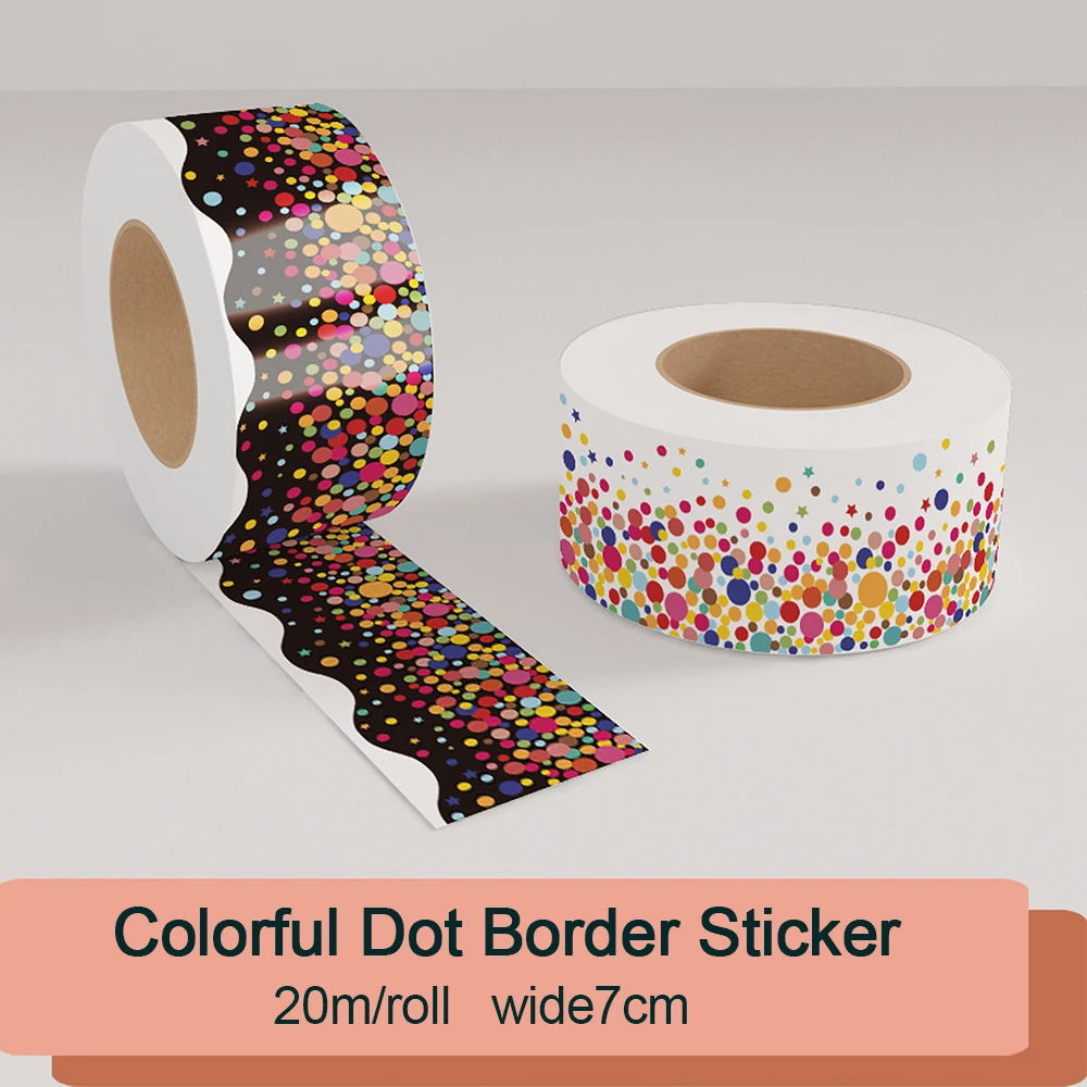 

Colorful Dot Border Sticker Photo Album Scrapbook Decoration Stickers Tape Creative Black Board Masking Tape Stationery Sticker