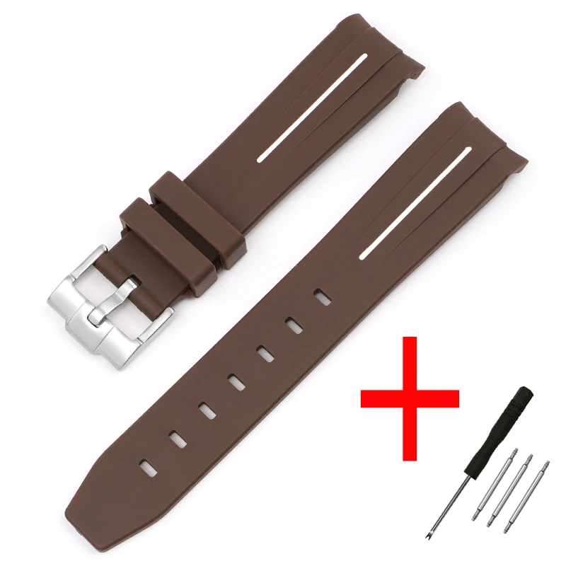 20mm Curved End Waterproof Rubber Sports Watch Strap