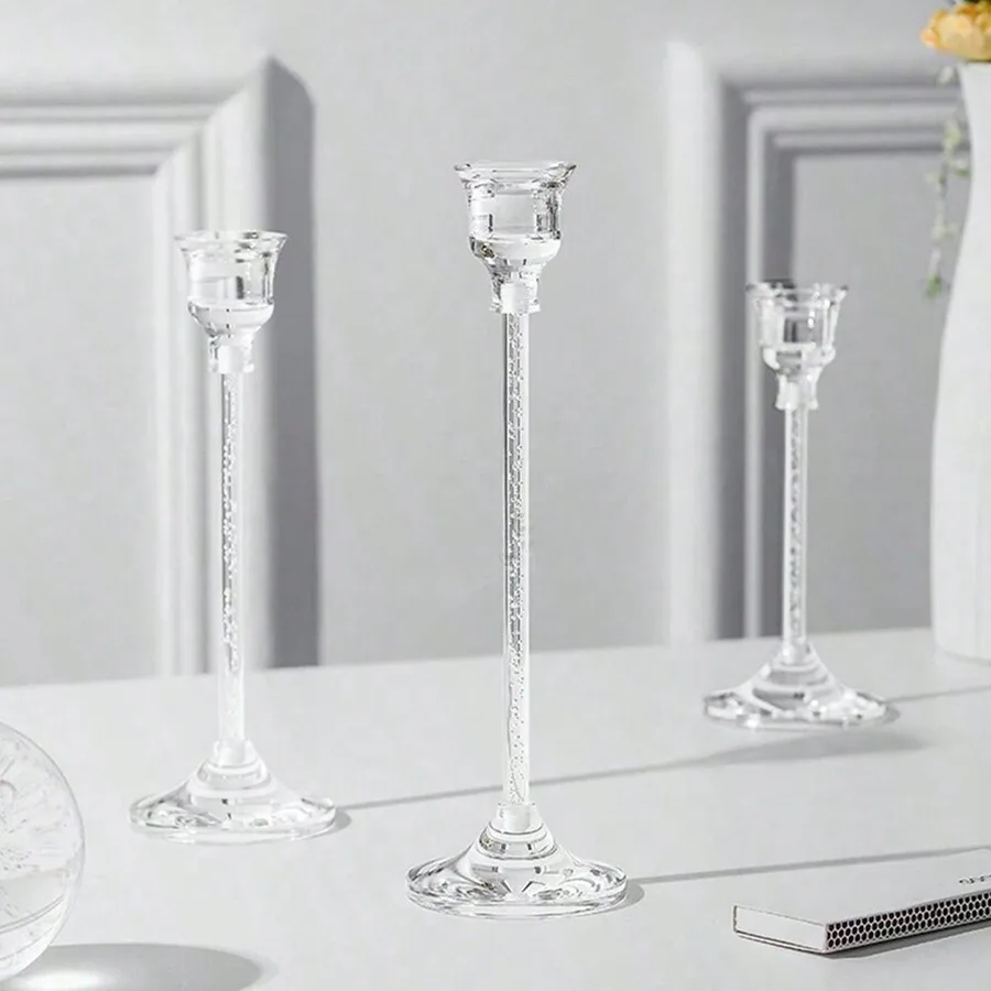 Candle Holders 3pcs Acrylic Candle Holders Set European Style Candlestick Dining Table Decor Wedding Ceremony Candle Holder