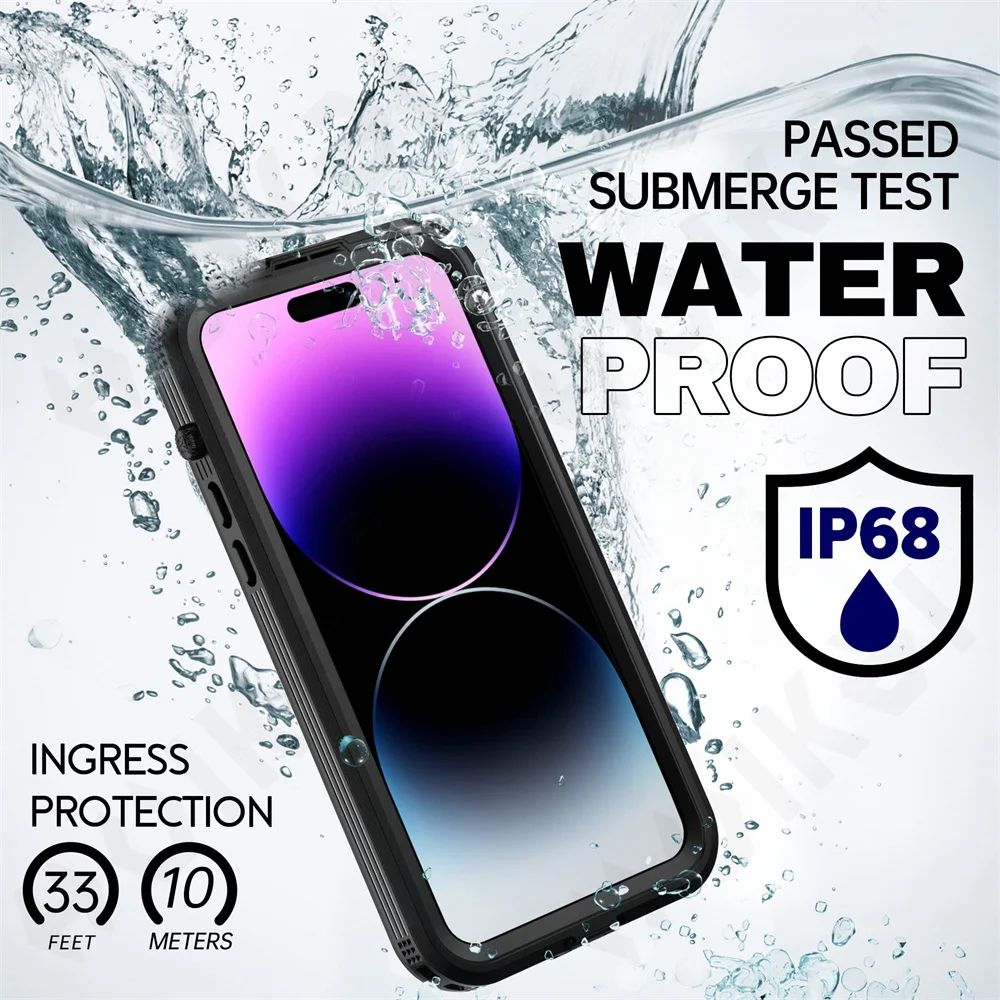 Case For iPhone 14 Pro Max Plus Waterproof Case MagSafe Shockproof with Screen Protector and Magnetic IP68 Protective Cover
