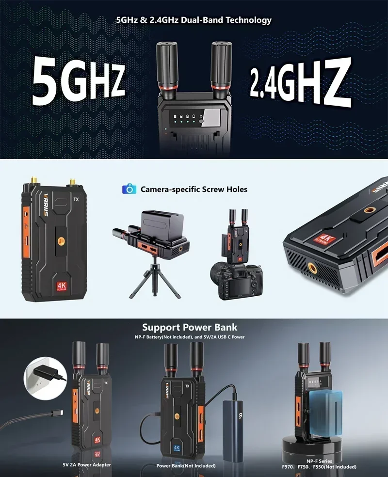 4K Wireless HDMI Extender Audio Video Transmitter and Receiver WL097 Pro 400m Support Battery Camera Live Streaming / PC To 8 TV