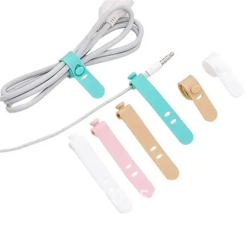 소프트 실리콘 스트랩 USB 데이터 케이블 와이어 테이프 정리함, 아이폰 안드로이드 충전 이어폰 보빈 와인더