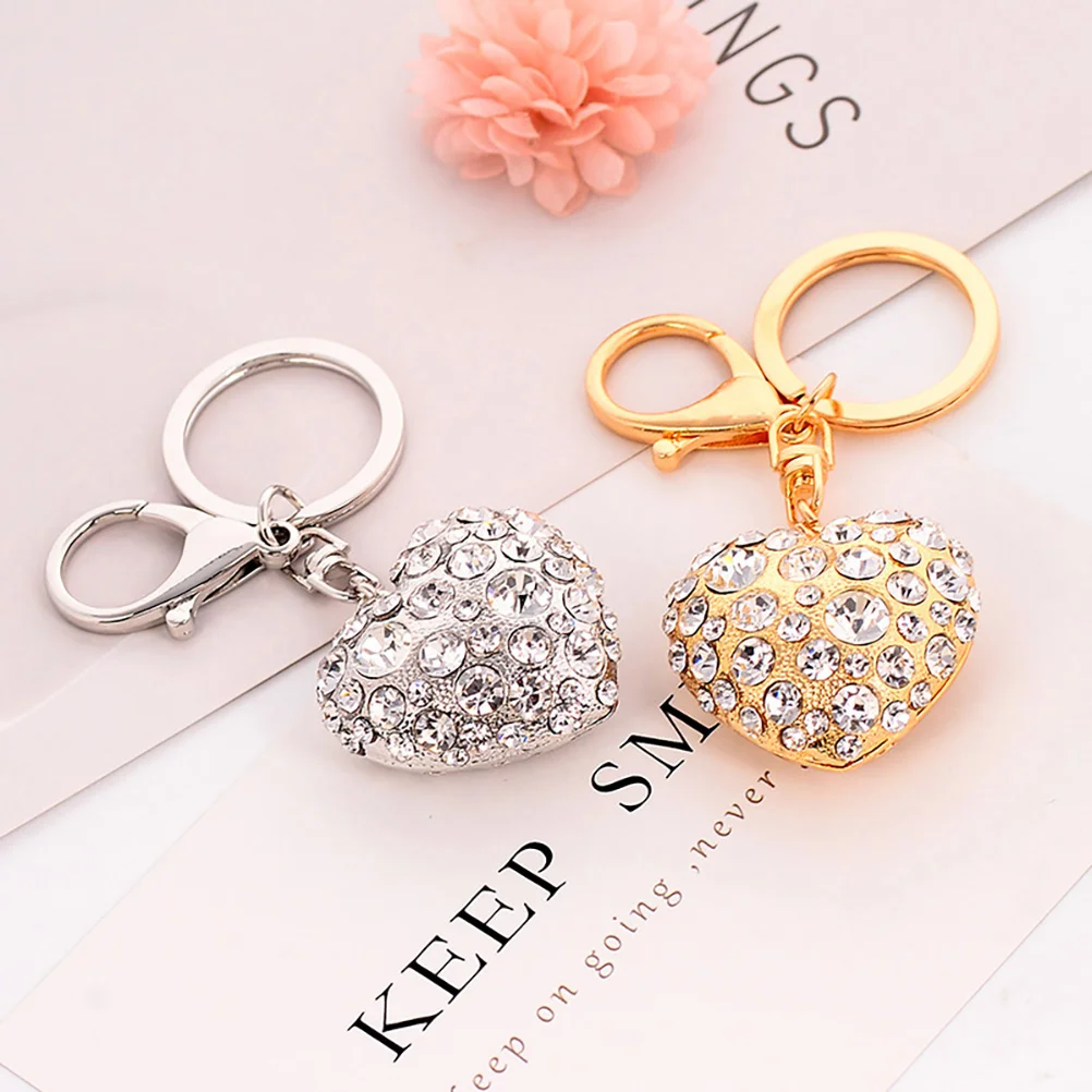 

Alloy Crystal Heart Keychain Women Key Ring Car Key Pendant Jewelry Delicate Best Gift (Gold)