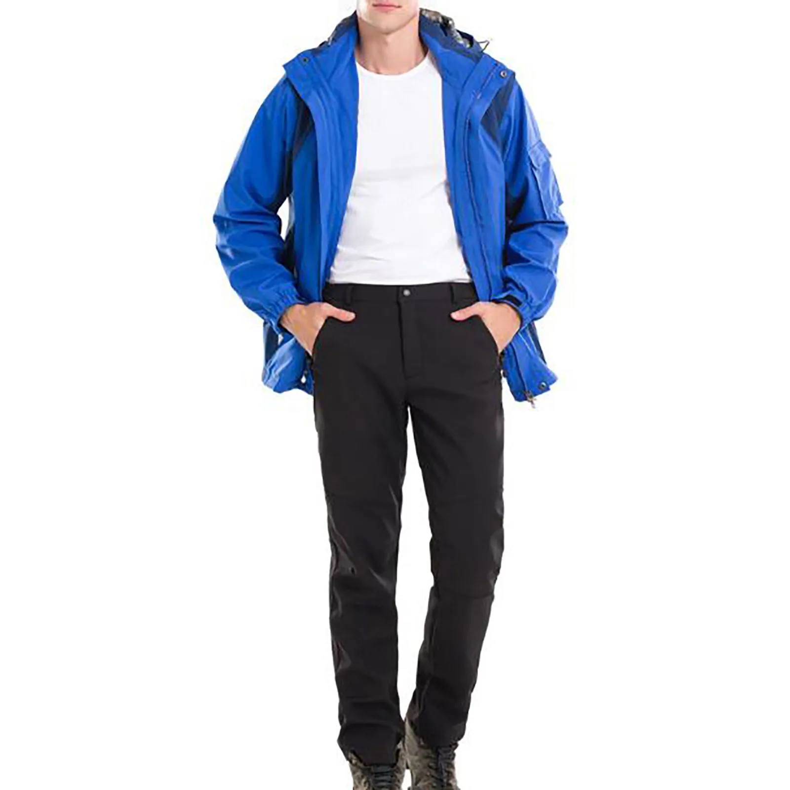

Men's Color Block Hiking Trousers Windproof Work Trousers Fleece Warm Sportswear Streetwear Pocket Pants Sweatpants