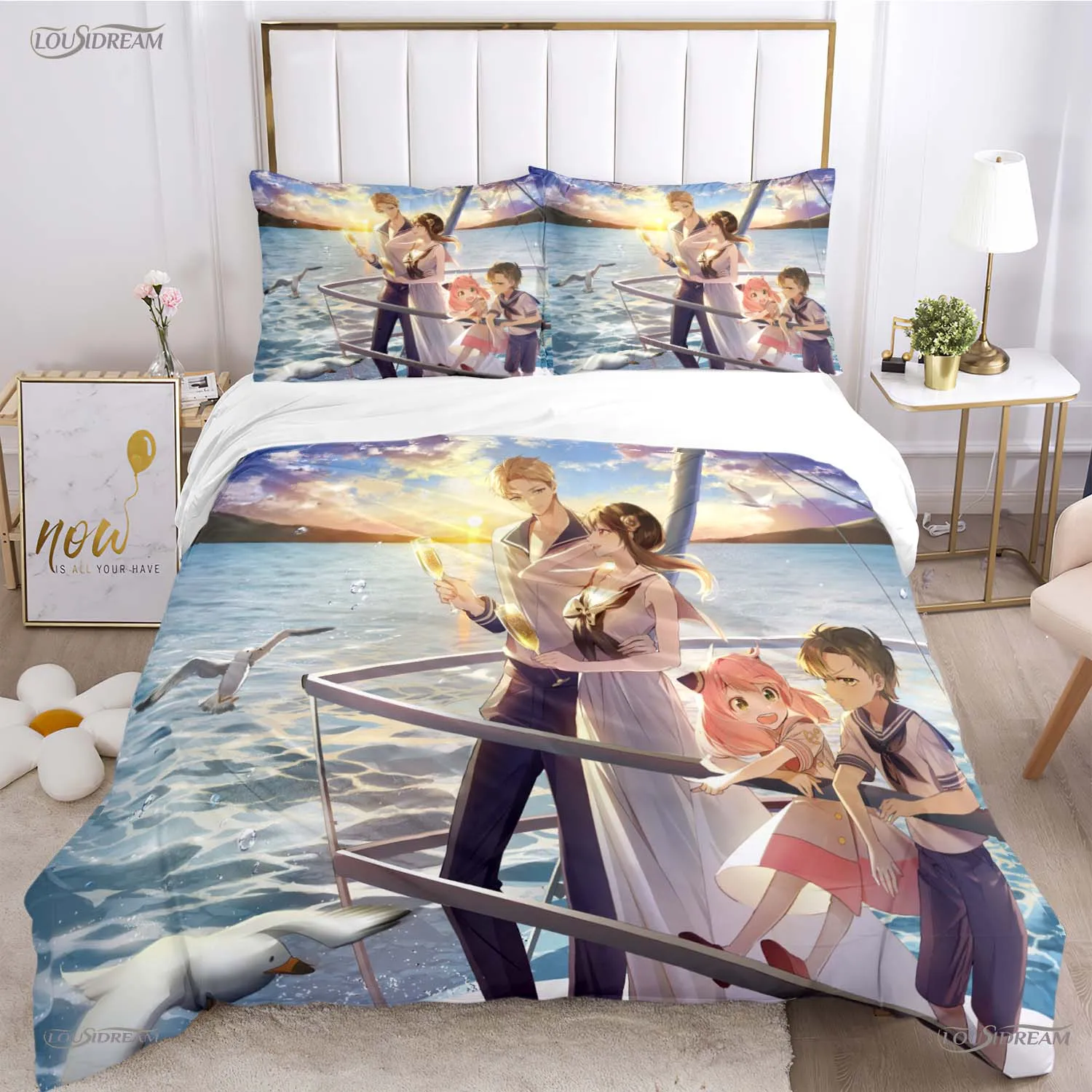 Cute spy x family Cartoon Anime Duvet Cover Funny Kawaii Bedding sets Soft Quilt Cover and Pillowcases Single/Double/Queen/King 5