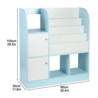 Children's Bookshelf Cartoon Books Rack Floor Simple Child Book Shelf Home Bookcases Furniture Bookshelf Rack 4-Tiers Book Slots 2