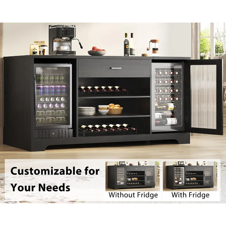 Modern Bar Cabinet with Fridge Space 4