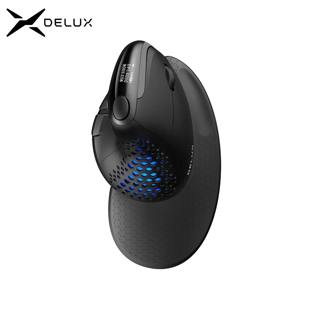 Ergonomic Vertical Mouse ergonomic mouse Delux M618XSD Seeker With OLED Screen 4000DPI Rechargeable 1000mA Removable Back Cover For Computer