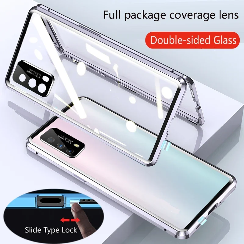 Enhanced Magnetic Metal Case with 360 Full Protection and Double-Sided Glass