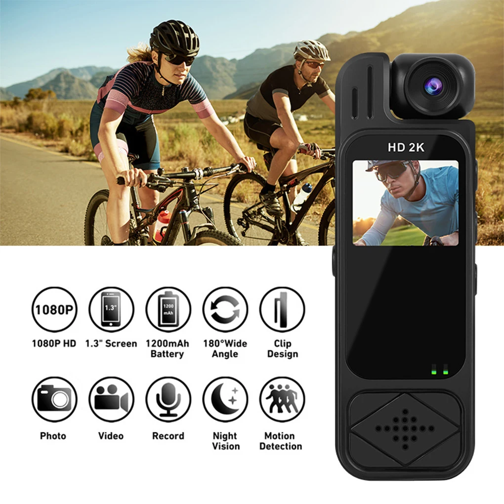 1080P HD Sports Camera Color Display Screen 180 ° Rotatable Infrared Digital Video Recorder Bodycam Driving Recorder Sports DV