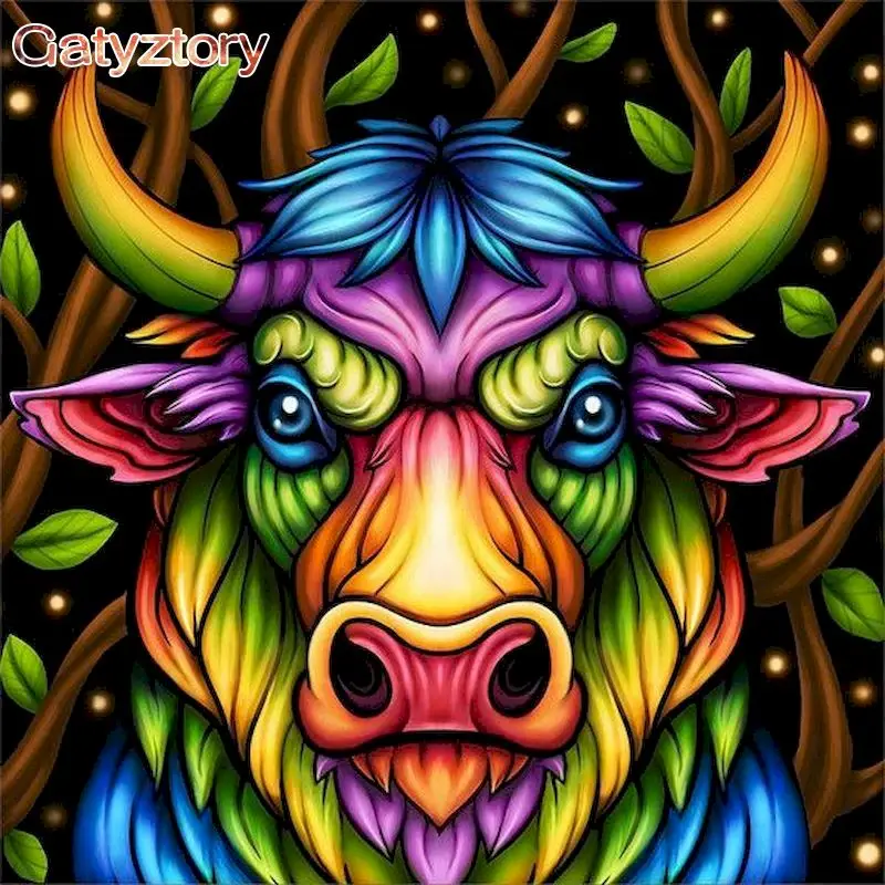 

GATYZTORY Раскраска по номерам 60x7, 5 см, животные, сделай сам, раскраска маслом по номерам на холсте, цвет без рамки, бычья кожа, живопись, домашний декор