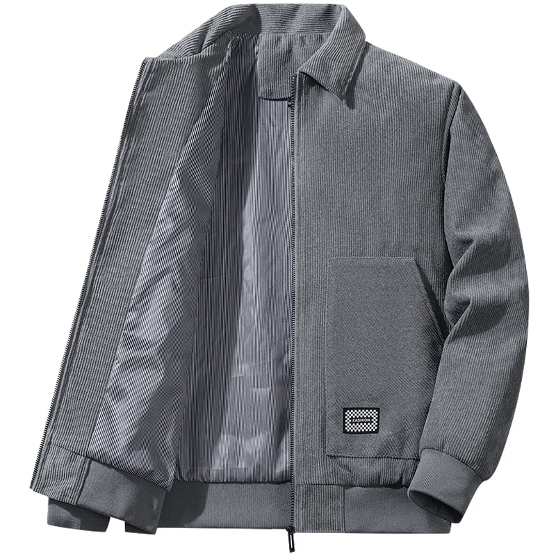 Jacket Mens spring autumn New thin mens jacket Solid color Corduroy Fleece Jackets business casual coat Men's coats M-5XL 2422