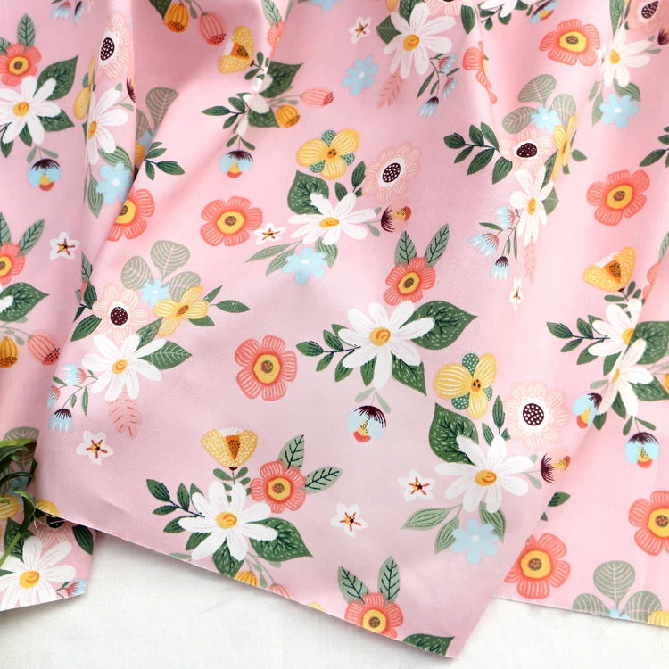 Cotton Fabric 160x50cm Fresh Floral Twill For Making Baby Clothes DIY Newborn Pajamas Quilt Cover Bed Sheet