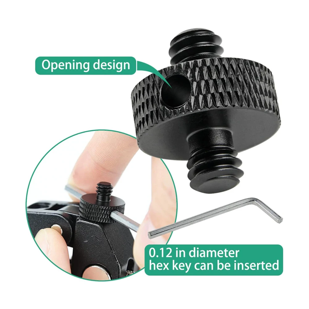 Adattatore In Alluminio Da Slitta Flash A Vite Treppiede 1/4 E 3/8 - Compatibile GoPro E DJI Osmo Action
