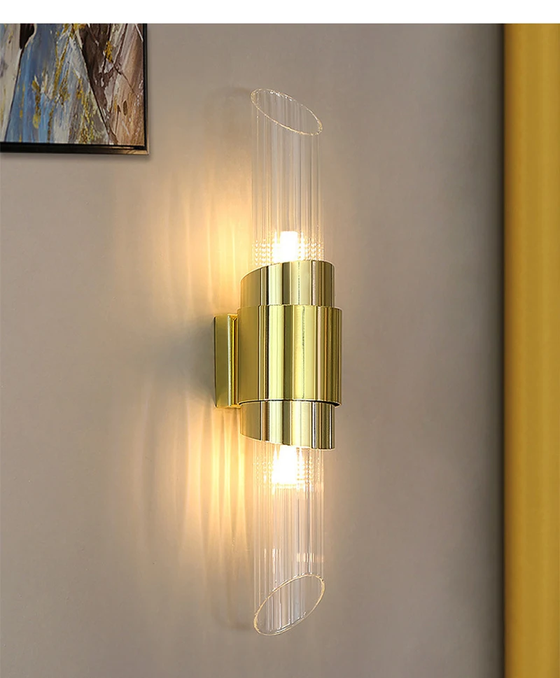 Description Picture 3 of itemNordic LED Wall Lamp Modern Light Luxury Gold Wall Light Glass Lampshade Sconces Indoor Lighting Room Decor For Bedroom Bedside
