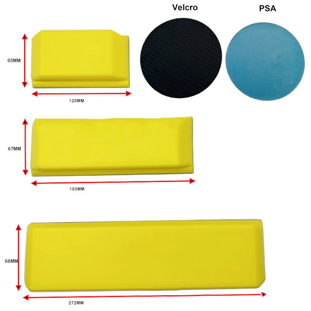 3Pcs Hook And Loop Hand Sanding Block For Polishing In Auto Body 10.7 7.6 4.7inch Abrasive Tools Polishing Pad