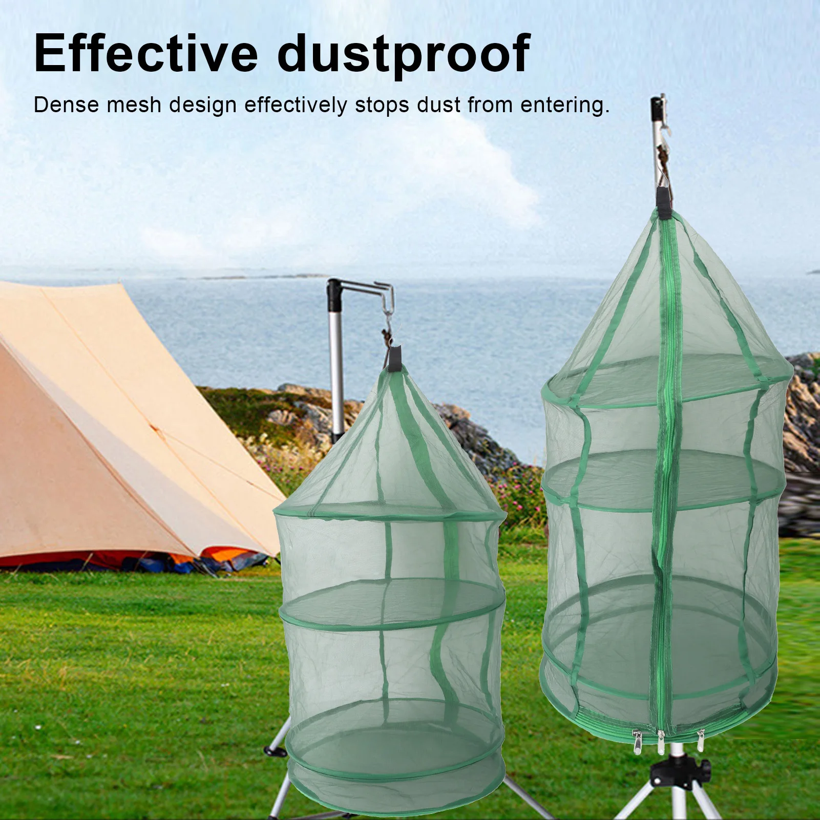 Hanging Drying Mesh Green Dust Proof Elastic Foldable Drying Net For Outdoor Drying Fish Food 2
