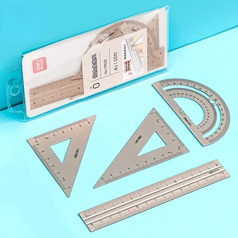 4-in-1-Metal-Ruler-Stationery-Set-Aluminum-Alloy-Multifunctional ...
