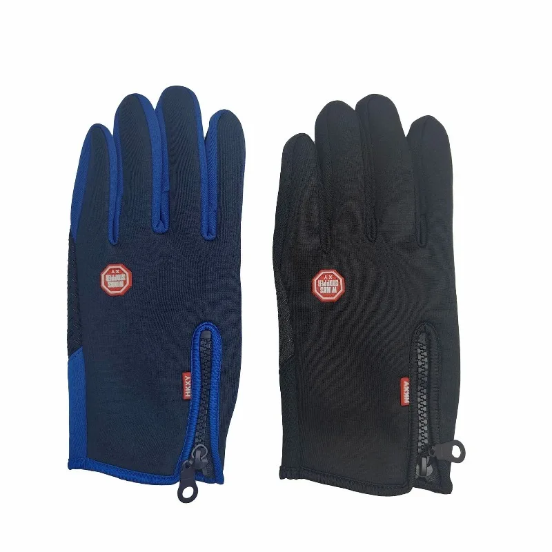 Zippered Waterproof Cycling Gloves for Men Winter Windproof Bike Gloves with Anti-Slip Palm Cold Weather Mountain Road Riding