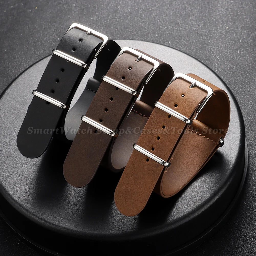 Vintage Coffee Brown Crazy Horse Leather Watch Strap – Soft Replacement Band