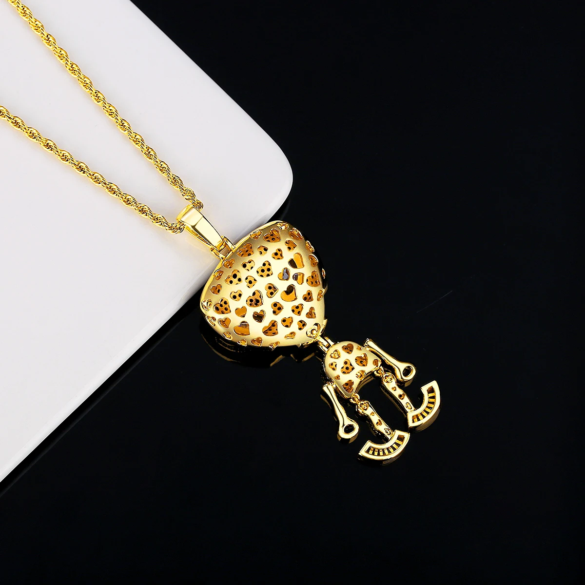 JINSE Luxury Rope Cubic Zirconia Link Chains Cool ET Alien