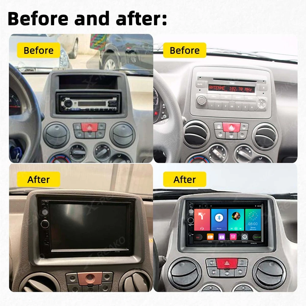 X-REAKO Car Radio for FIAT Panda 2003 - 2012 2 Din Android 12 Head Unit  WIreless Autoradio Carplay Auto Car Stereo GPS Navi WIFI