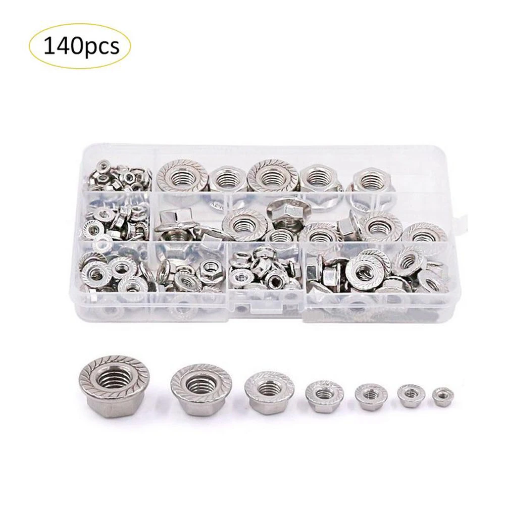 

140 шт., шестигранные фланцевые гайки из нержавеющей стали 304