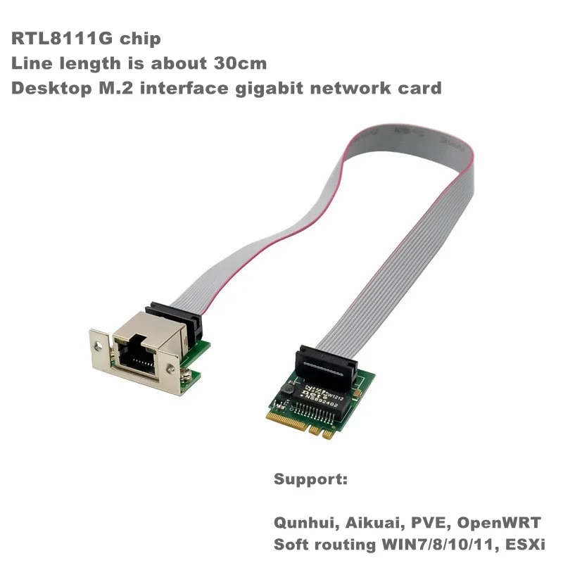 

М. Гигабитная Ethernet-карта с 2 A + E на один порт, промышленный компьютер, мини-ПК, сетевая LAN-карта RTL8111G