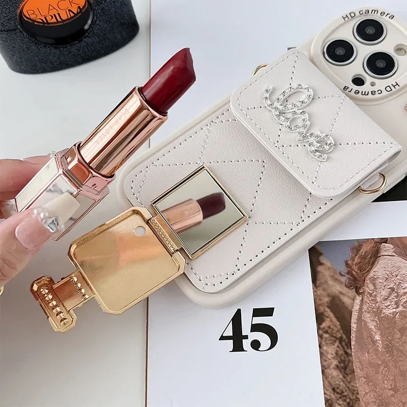 Elegant Leather Crossbody Phone Case with Wallet Card Holder - Women's Protective Cover