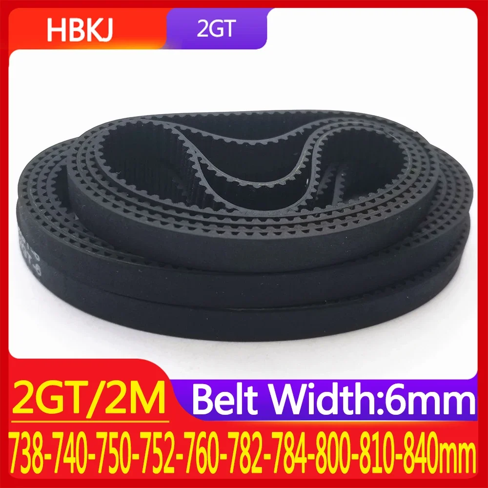 

3D Printer Accessories 2GT Rubber Timing Belt Pitch Line Perimeter 738 740 750 752 760 782 784 800 810 840mm Width 6mm